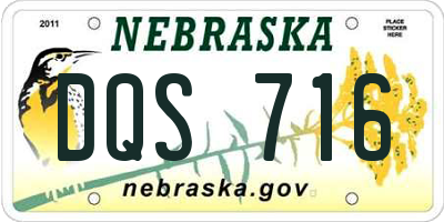 NE license plate DQS716