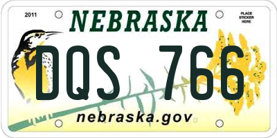 NE license plate DQS766