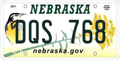 NE license plate DQS768