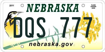NE license plate DQS777