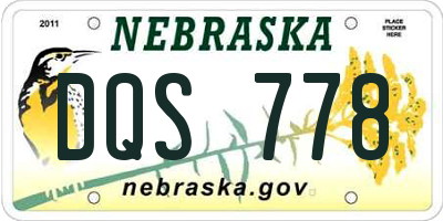 NE license plate DQS778