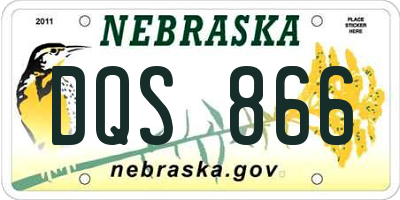 NE license plate DQS866