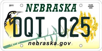 NE license plate DQT025