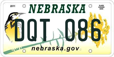 NE license plate DQT086