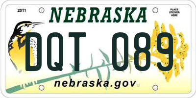 NE license plate DQT089