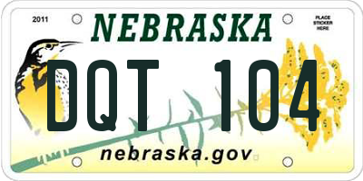 NE license plate DQT104