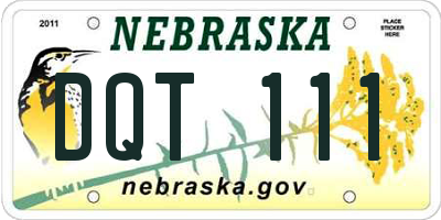 NE license plate DQT111