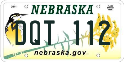 NE license plate DQT112