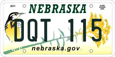 NE license plate DQT115