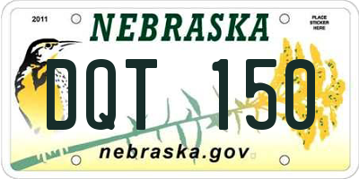 NE license plate DQT150