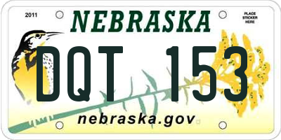 NE license plate DQT153