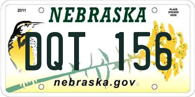 NE license plate DQT156
