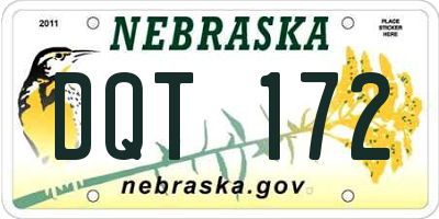 NE license plate DQT172