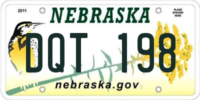NE license plate DQT198