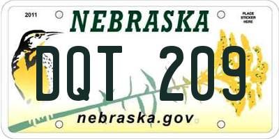 NE license plate DQT209