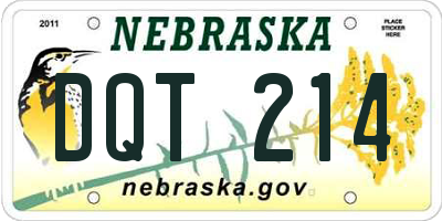 NE license plate DQT214