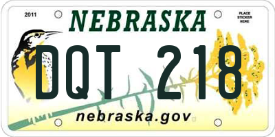 NE license plate DQT218
