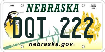 NE license plate DQT222