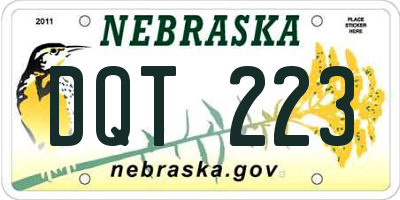 NE license plate DQT223