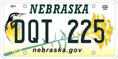NE license plate DQT225