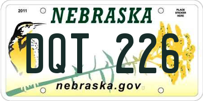 NE license plate DQT226