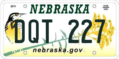 NE license plate DQT227