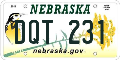 NE license plate DQT231