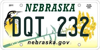 NE license plate DQT232