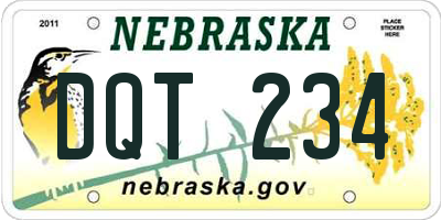 NE license plate DQT234