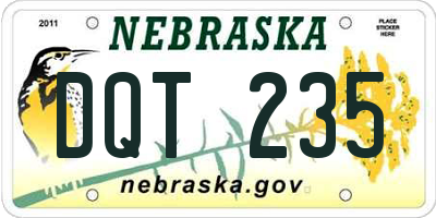 NE license plate DQT235