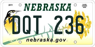 NE license plate DQT236