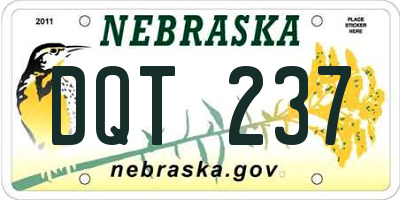 NE license plate DQT237