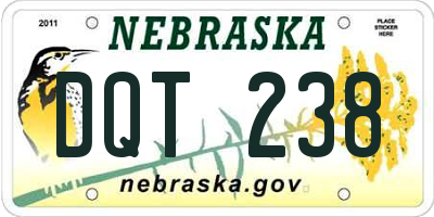 NE license plate DQT238