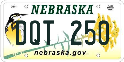 NE license plate DQT250