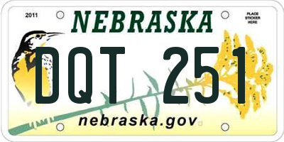 NE license plate DQT251