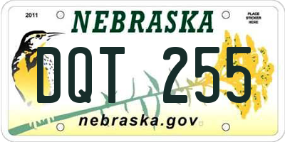 NE license plate DQT255