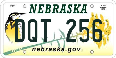 NE license plate DQT256