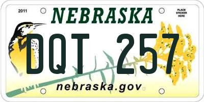 NE license plate DQT257