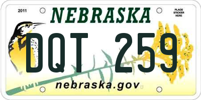 NE license plate DQT259