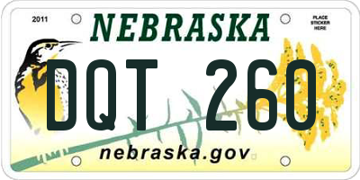 NE license plate DQT260