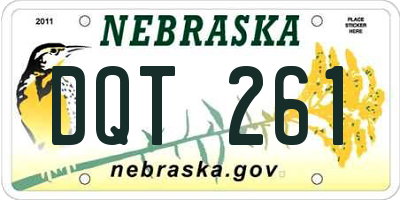 NE license plate DQT261