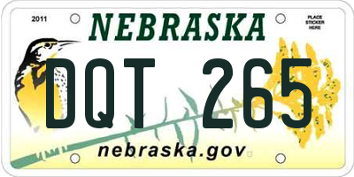 NE license plate DQT265