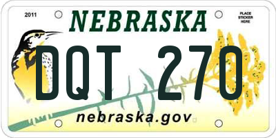 NE license plate DQT270