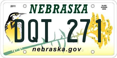NE license plate DQT271