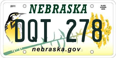 NE license plate DQT278