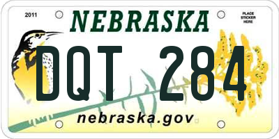NE license plate DQT284