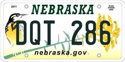NE license plate DQT286