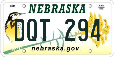 NE license plate DQT294