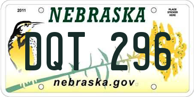NE license plate DQT296