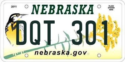 NE license plate DQT301
